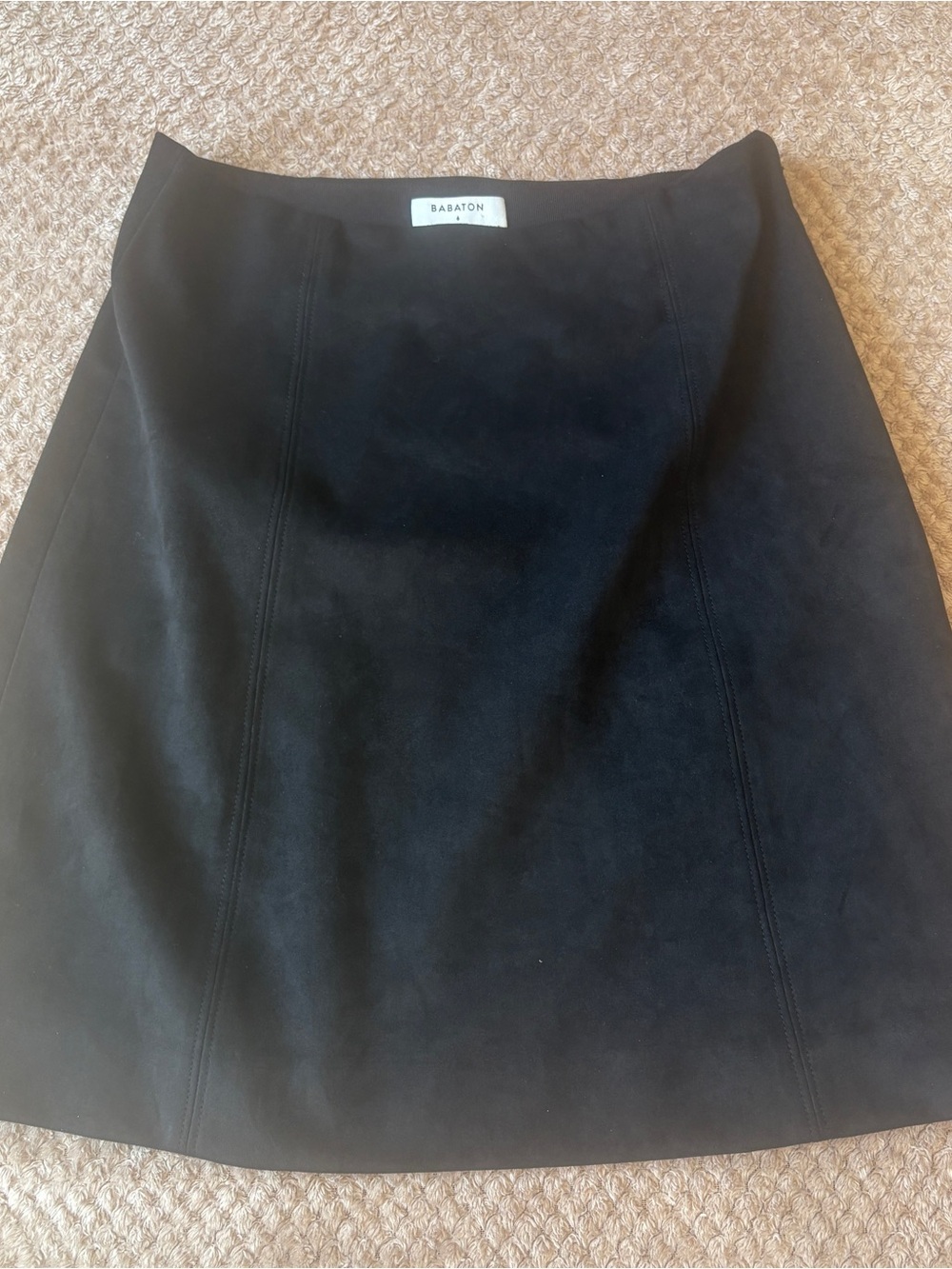 Babaton Black Faux Suede Mini Skirt Size 6